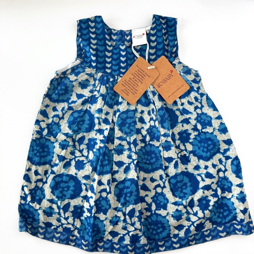 NWT Yo Baby Indigo Floral Printed Dress size 12-18M